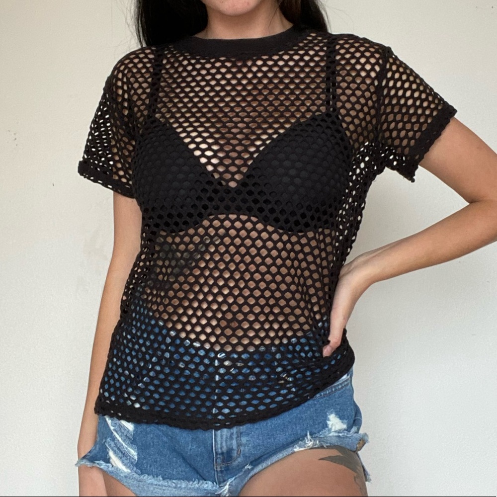 Black Mesh Tee